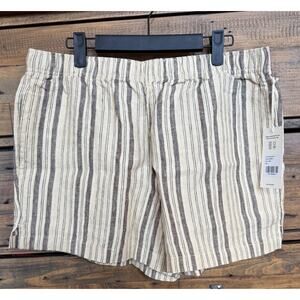 MATE Linen Everyday Shorts Women's Large Stripe Organic Drawstring NWT Summer